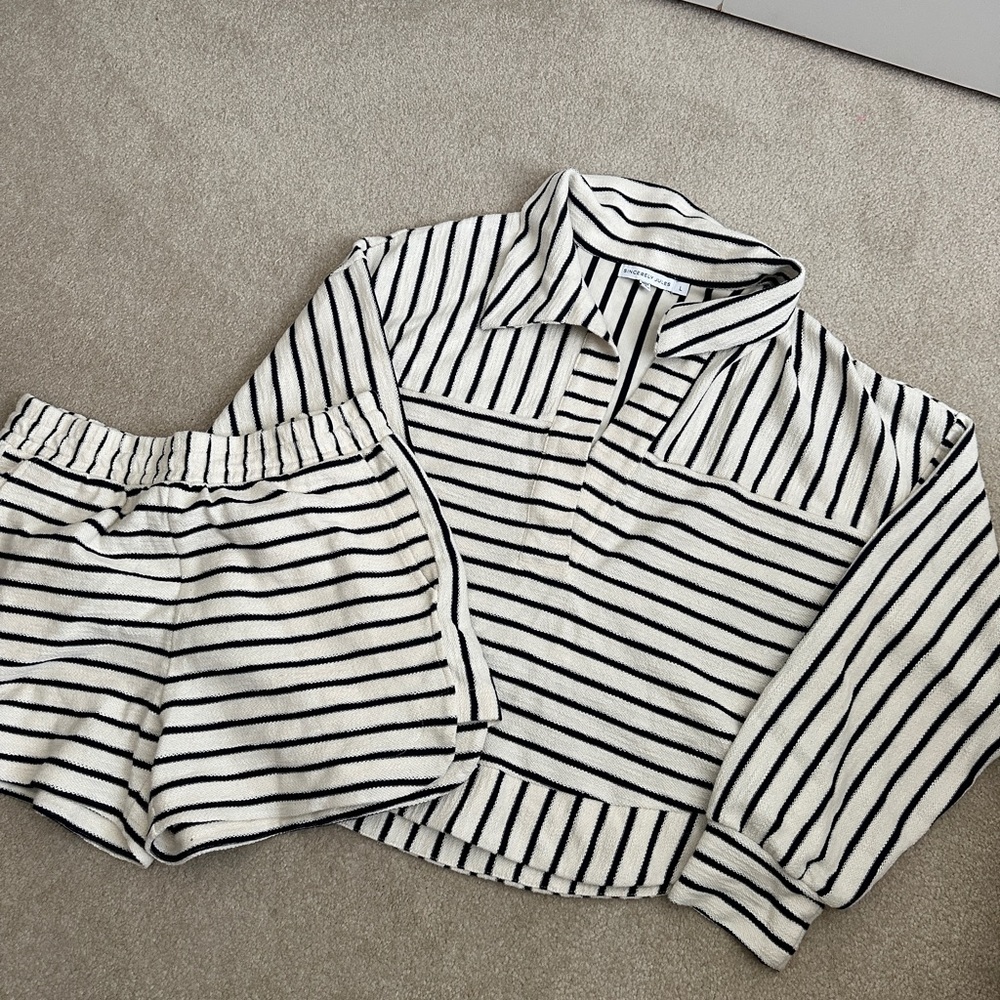 Sincerely Jules Black and White Striped Loungewear